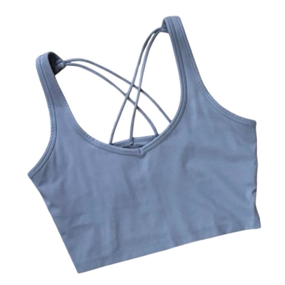 Calvin Klein Performance Strappy Longline Sports Bra Top Blue Size Small